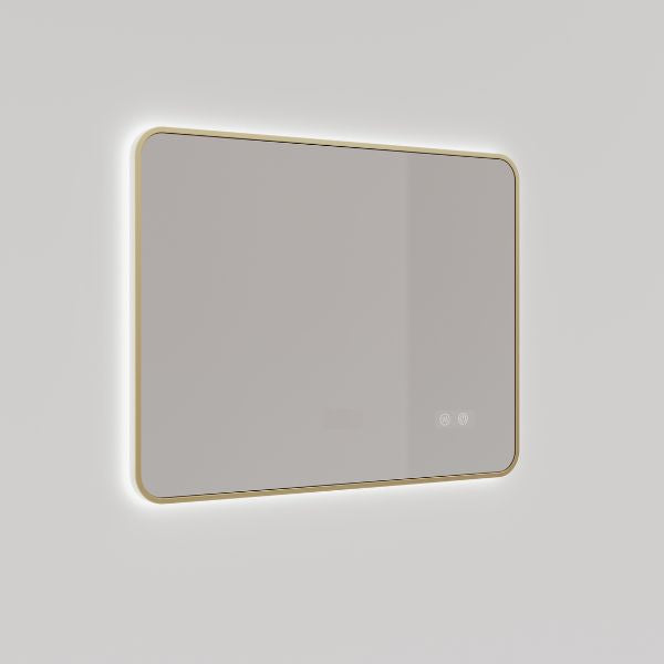 Ingrain Rectangle Brushed Gold Framed Backlit LED Mirror 600mm by 800mm