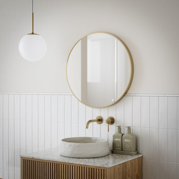 Ingrain Round Brushed Gold Framed Mirror 600mm - Image 1