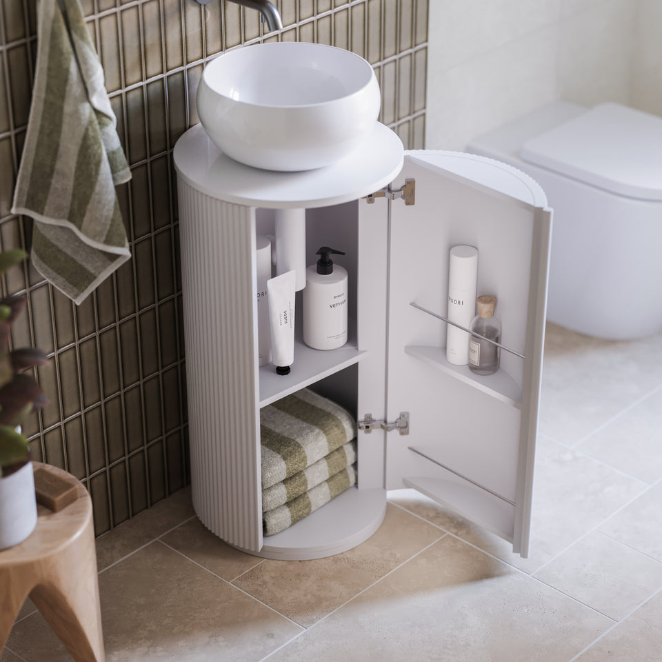 Ingrain Round Fluted Powder Room Vanity 400mm White