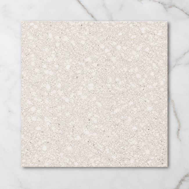 Single No Hand Island Terrazzo White Matt P4 Porcelain Tile 600x600mm 6NBLWHM - The Blue Space