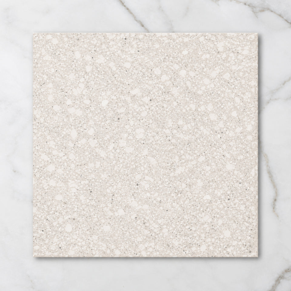 Island Terrazzo White Matt P4 Porcelain Tile 600x600mm