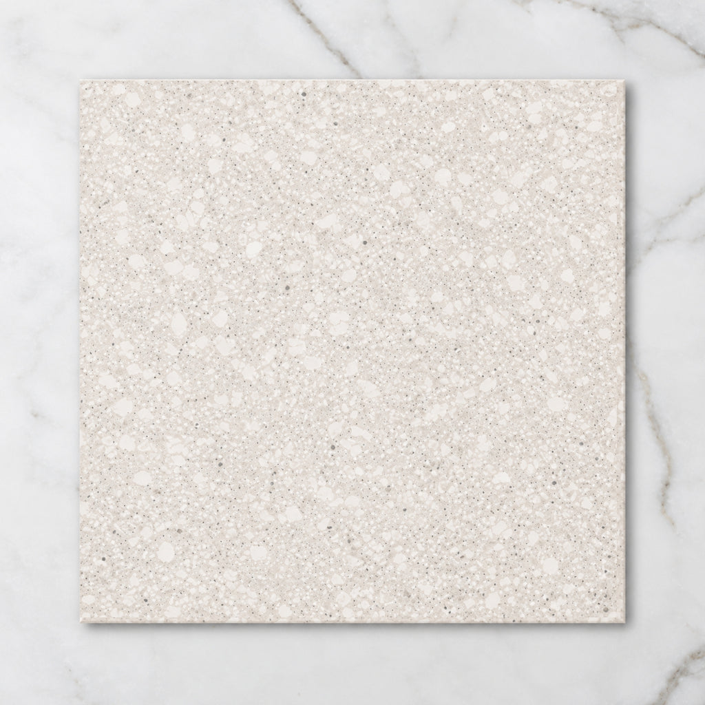 Island Terrazzo White Matt P4 Porcelain Tile 600x600mm