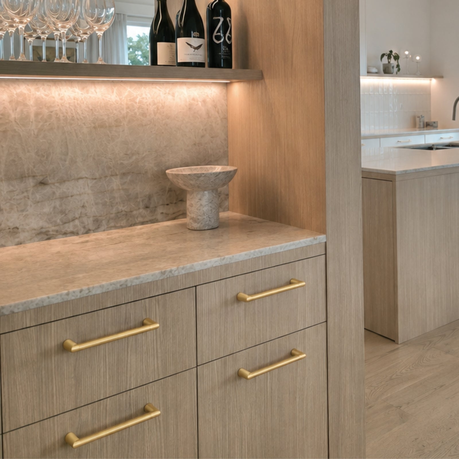 Lifestyle Iver Baltimore 128mm Cabinet Pull Handle Brushed Gold PVD 17200 - The Blue Space