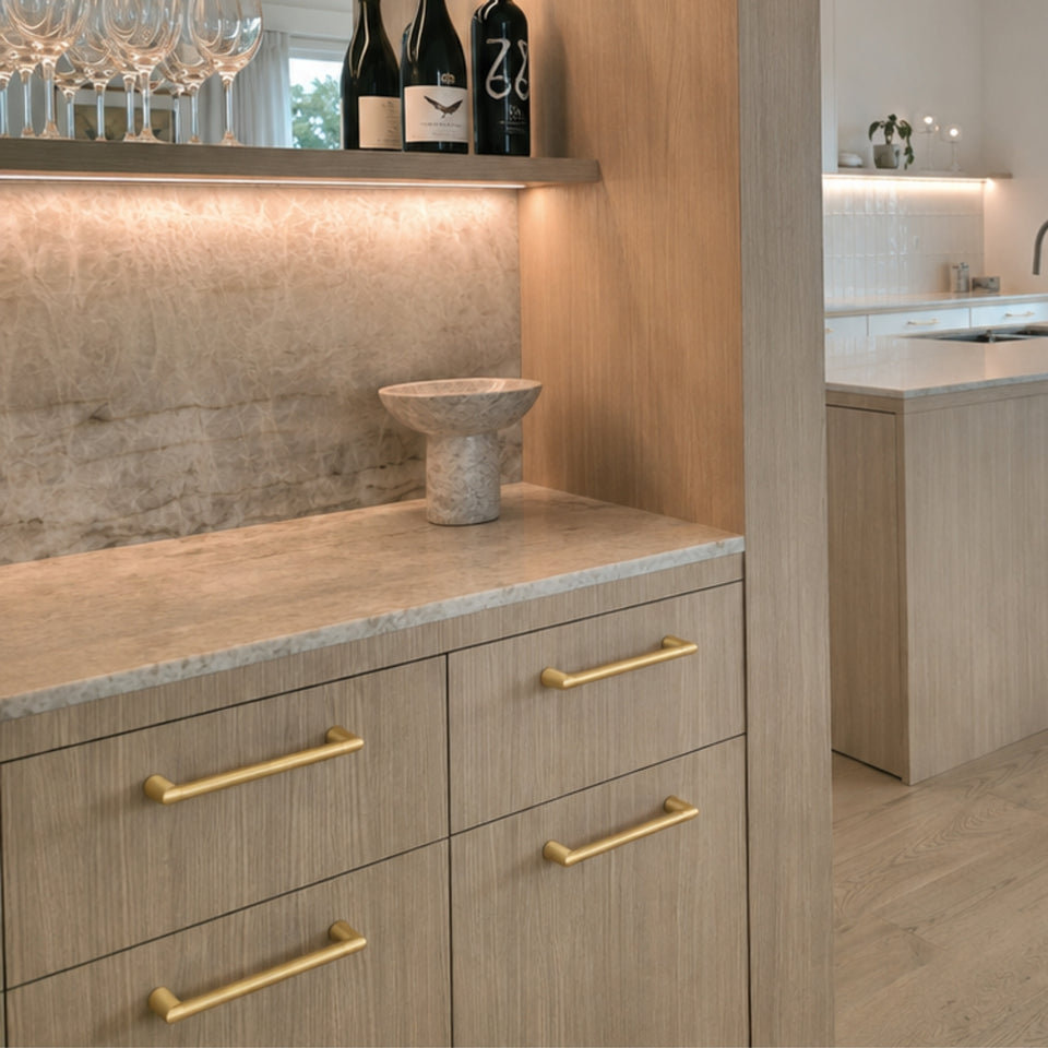 Iver Baltimore 128mm Cabinet Pull Handle Brushed Gold PVD