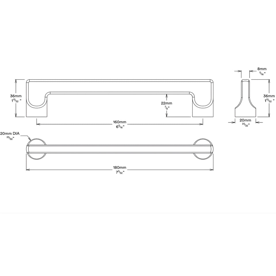 Iver Baltimore 160mm Cabinet Pull Handle Brushed Brass