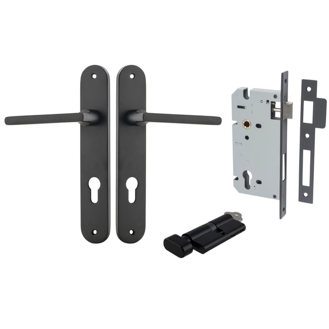 Iver Baltimore Lever Oval Backplate Entrance Kit with High Security Lock Matte Black 12726KENTR60KT - The Blue Space