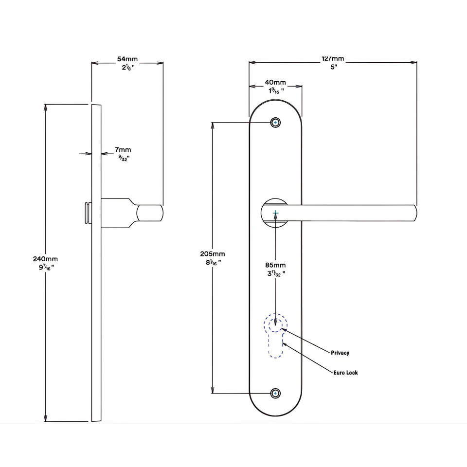 Iver Baltimore Lever Oval Backplate Entrance Kit with High Security Lock Matte Black
