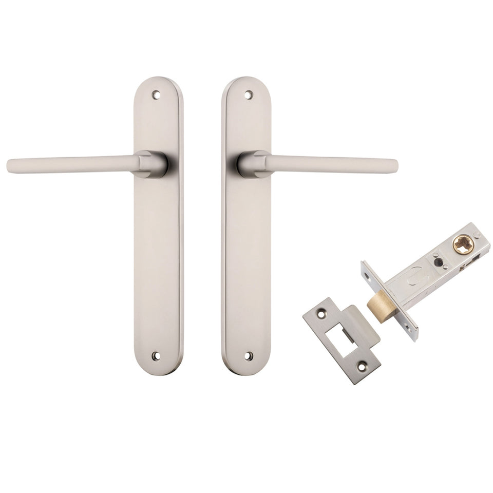 Iver Baltimore Lever Oval Backplate Passage Kit Satin Nickel