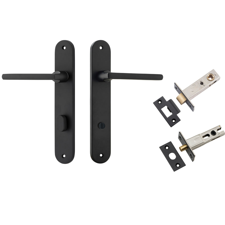Iver Baltimore Lever Oval Backplate Privacy Kit with Privacy Turn Matte Black