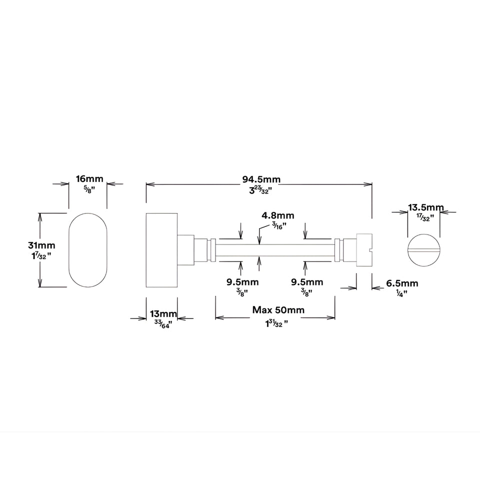 Iver Baltimore Lever Oval Backplate Privacy Kit with Privacy Turn Signature Brass