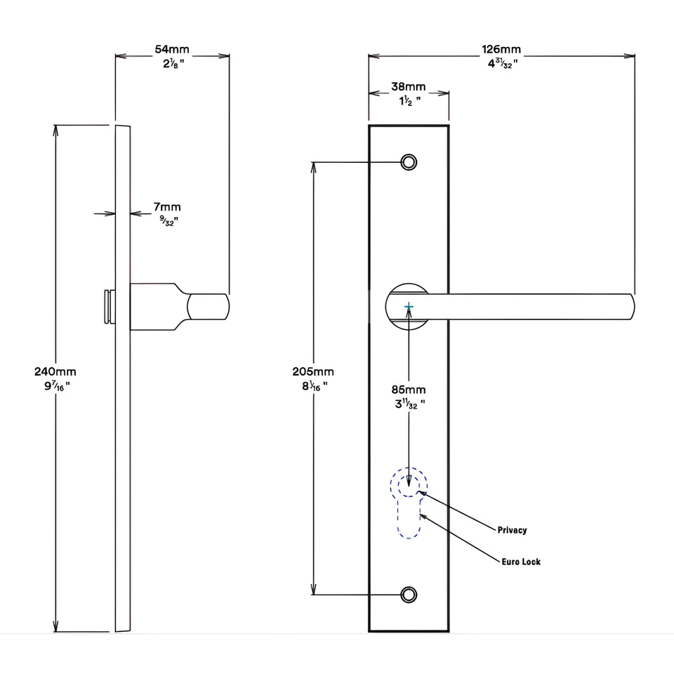 Iver Baltimore Lever Rectangular Backplate Entrance Kit with High Security Lock Signature Brass