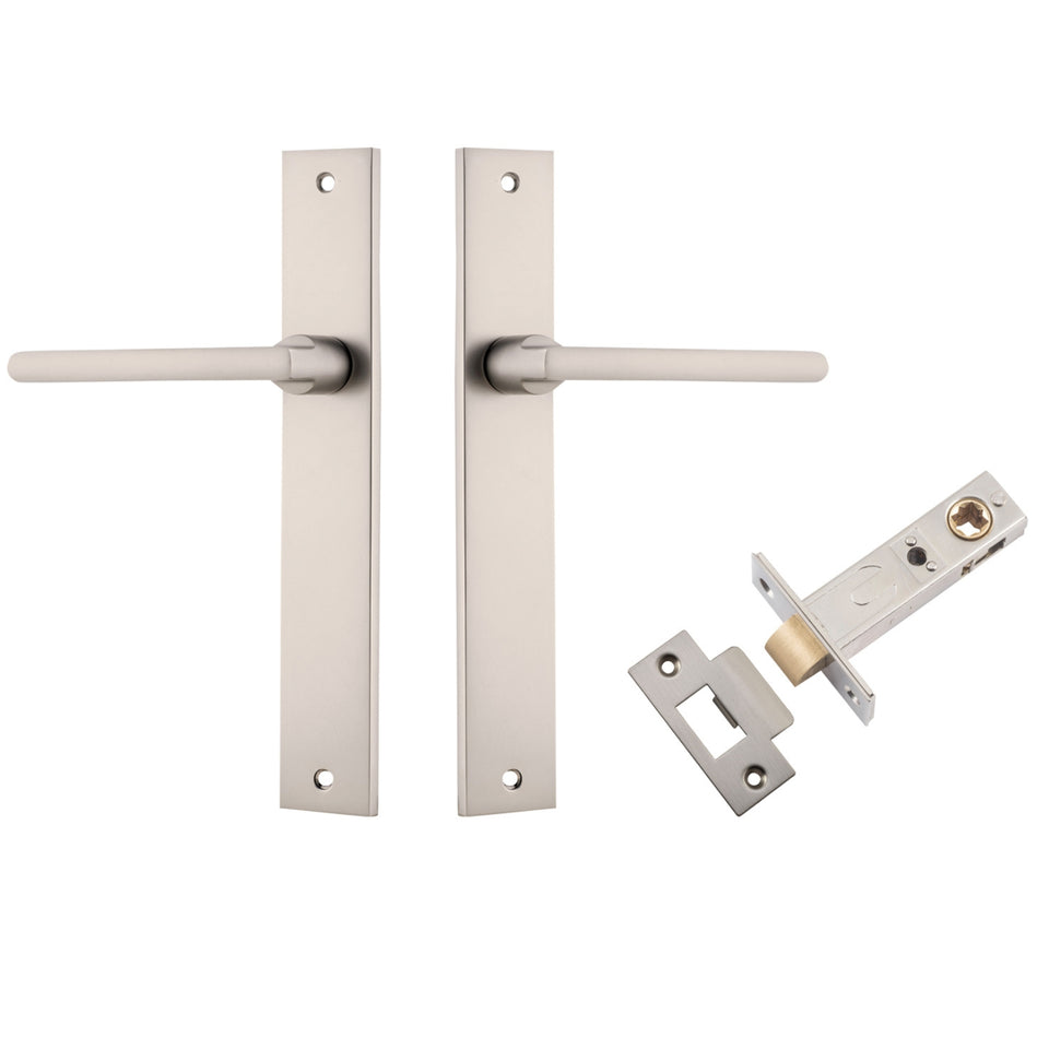 Iver Baltimore Lever Rectangular Backplate Passage Kit Satin Nickel