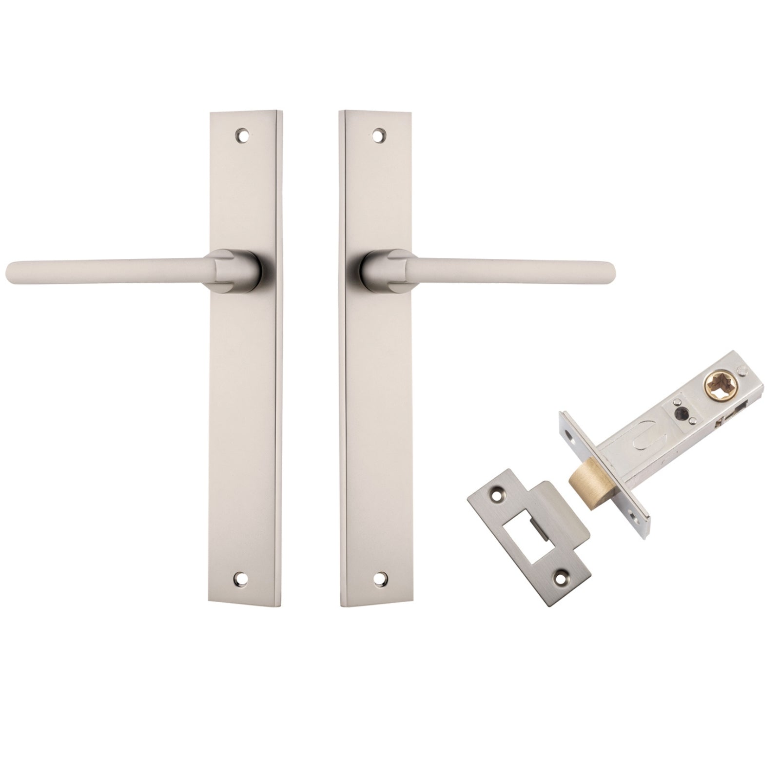Iver Baltimore Lever Rectangular Backplate Passage Kit Satin Nickel 14702KPASS60 - The Blue Space