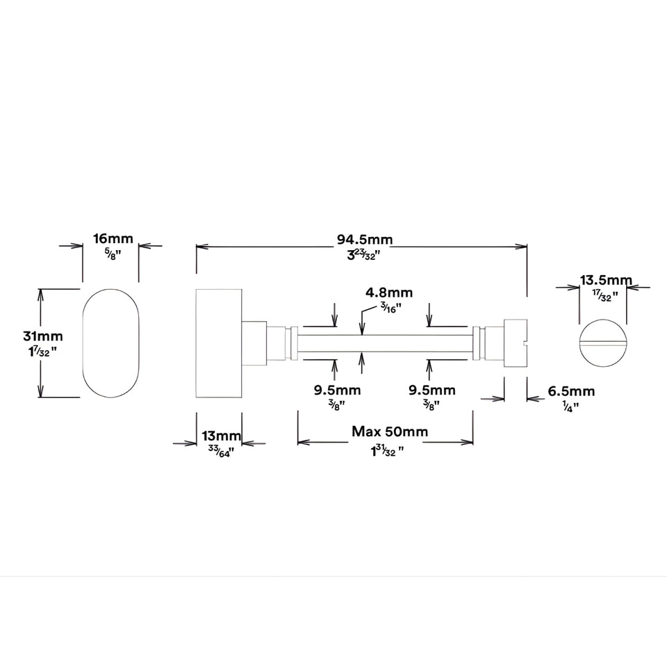 Iver Baltimore Lever Rectangular Backplate Privacy Kit with Privacy Turn Brushed Brass