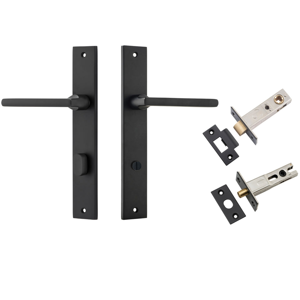Iver Baltimore Lever Rectangular Backplate Privacy Kit with Privacy Turn Matte Black