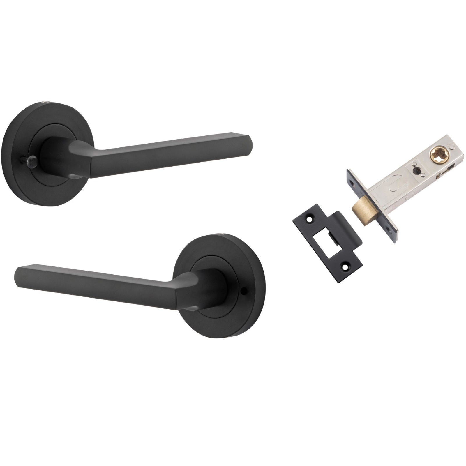 Iver Baltimore Lever Round Rose (Inbuilt Privacy) Matte Black 9213KIBPRIV60 - The Blue Space