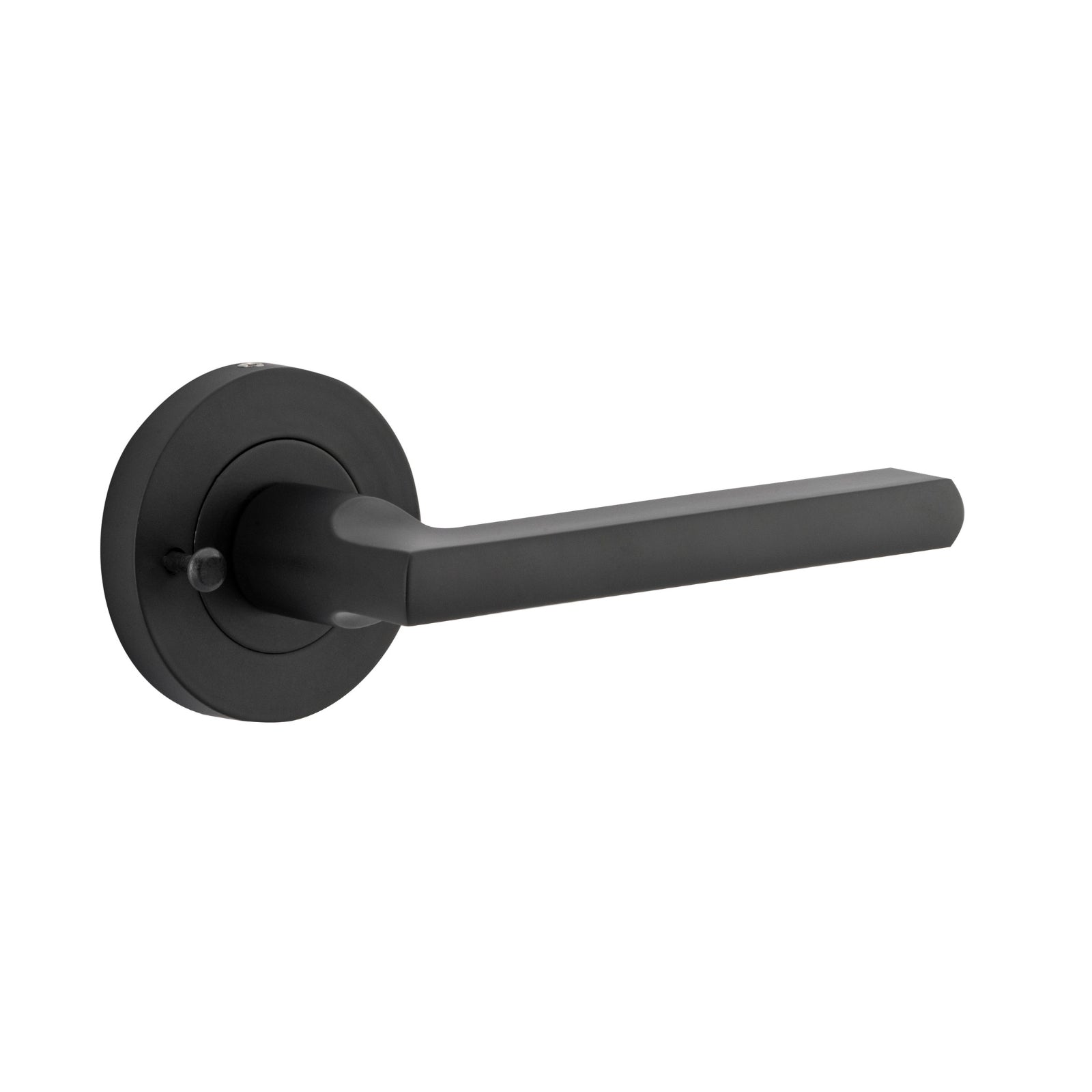Single Iver Baltimore Lever Round Rose (Inbuilt Privacy) Matte Black 9213KIBPRIV60 - The Blue Space