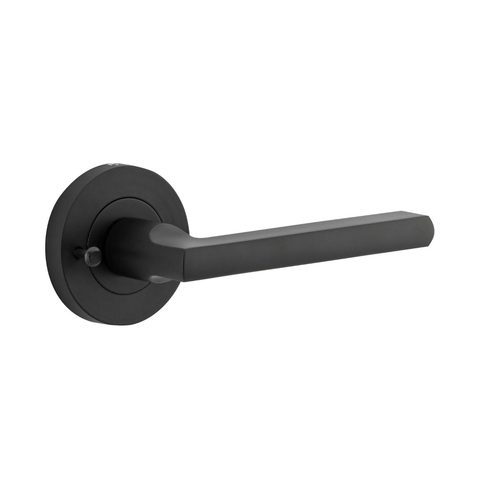 Iver Baltimore Lever Round Rose (Inbuilt Privacy) Matte Black