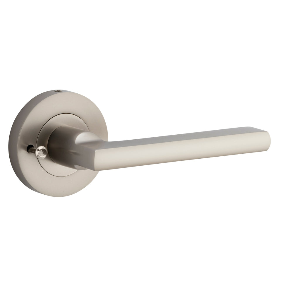 Iver Baltimore Lever Round Rose (Inbuilt Privacy) Satin Nickel