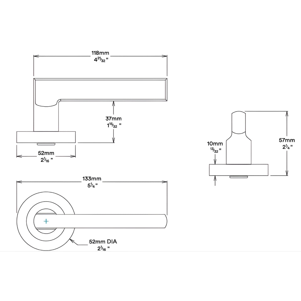 Iver Baltimore Lever Round Rose Passage Kit Satin Nickel