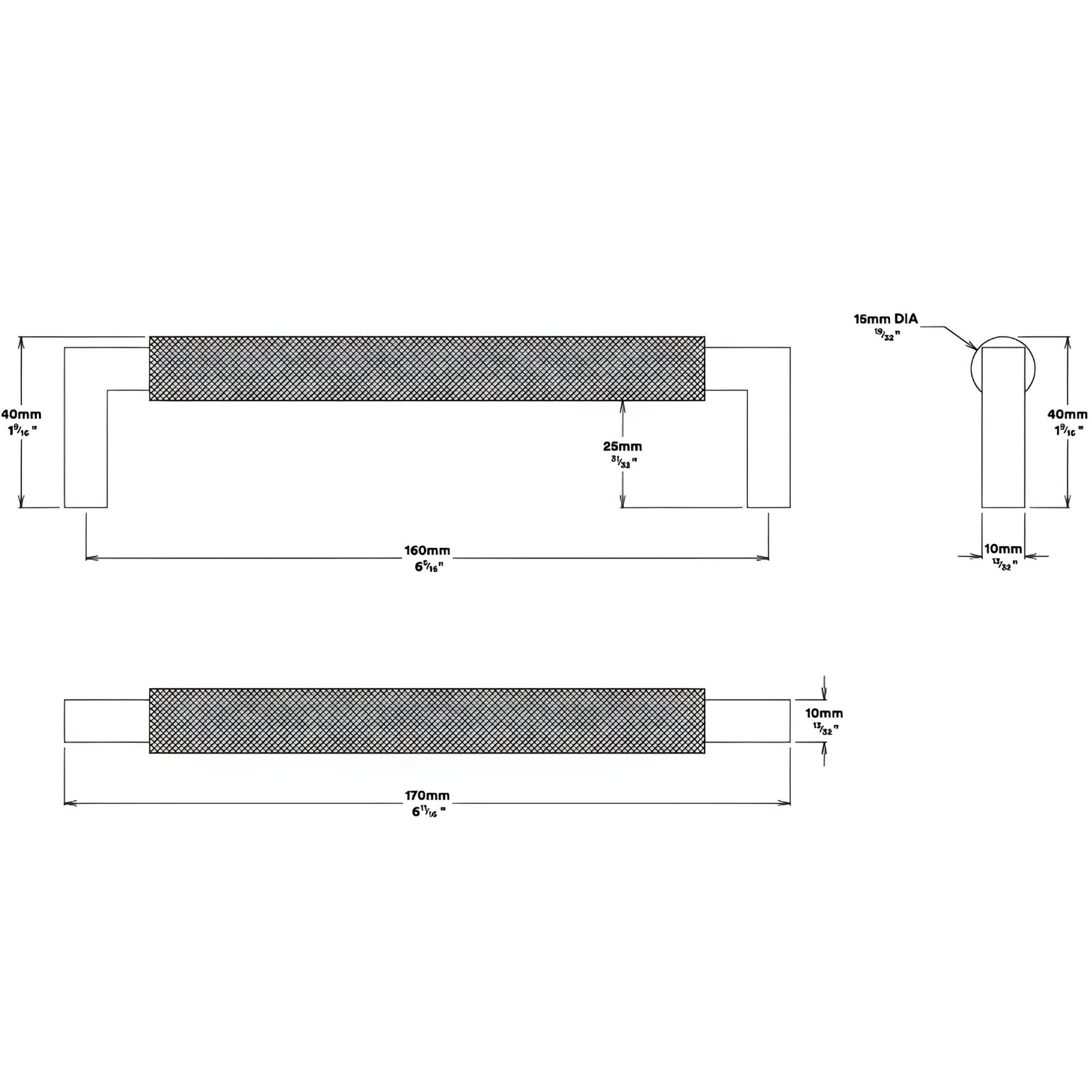 Line Drawing Iver Brunswick 160mm Cabinet Pull Handle Satin Nickel 22115 - The Blue Space