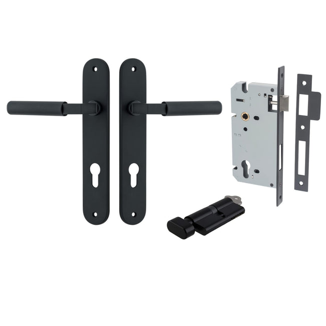 Iver Brunswick Lever Oval Backplate Entrance Kit with High Security Lock Matte Black  12768KENTR60KT - The Blue Space