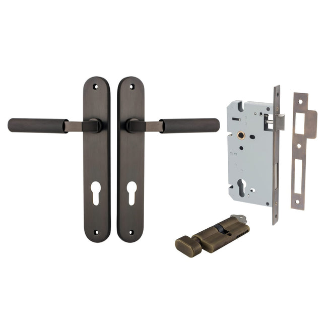 Iver Brunswick Lever Oval Backplate Entrance Kit with High Security Lock Signature Brass 10768KENTR60KT - The Blue Space