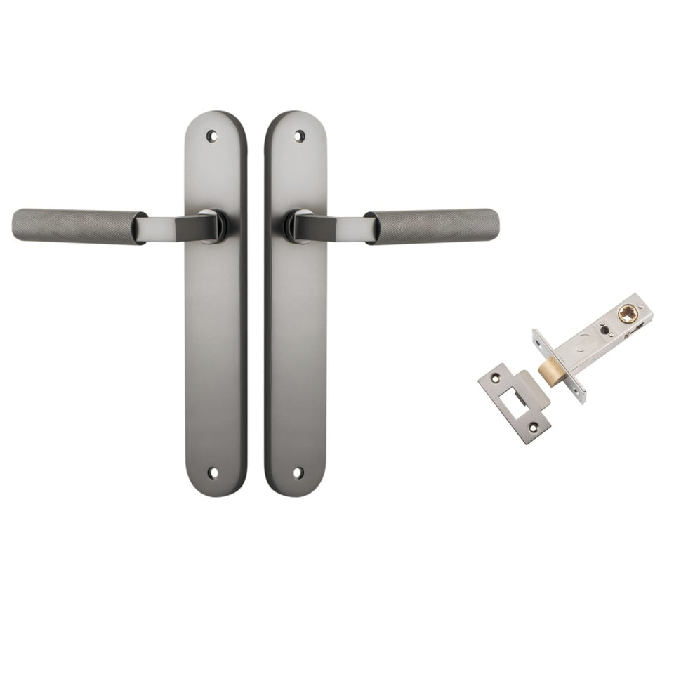 Iver Brunswick Lever Oval Backplate Passage Kit Satin Nickel