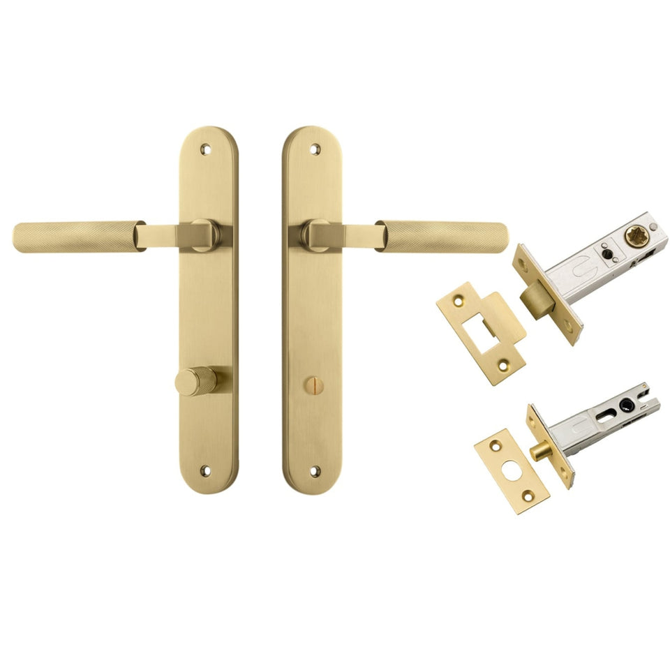 Iver Brunswick Lever Oval Backplate Privacy Kit Brushed Gold