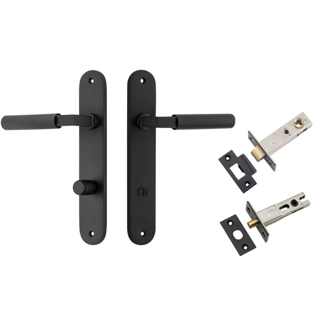 Iver Brunswick Lever Oval Backplate Privacy Kit Matte Black  12768KPRIV60 - The Blue Space