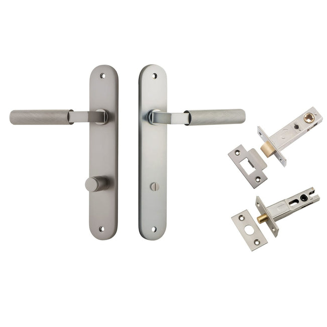 Iver Brunswick Lever Oval Backplate Privacy Kit Satin Nickel 14768KPRIV60 - The Blue Space