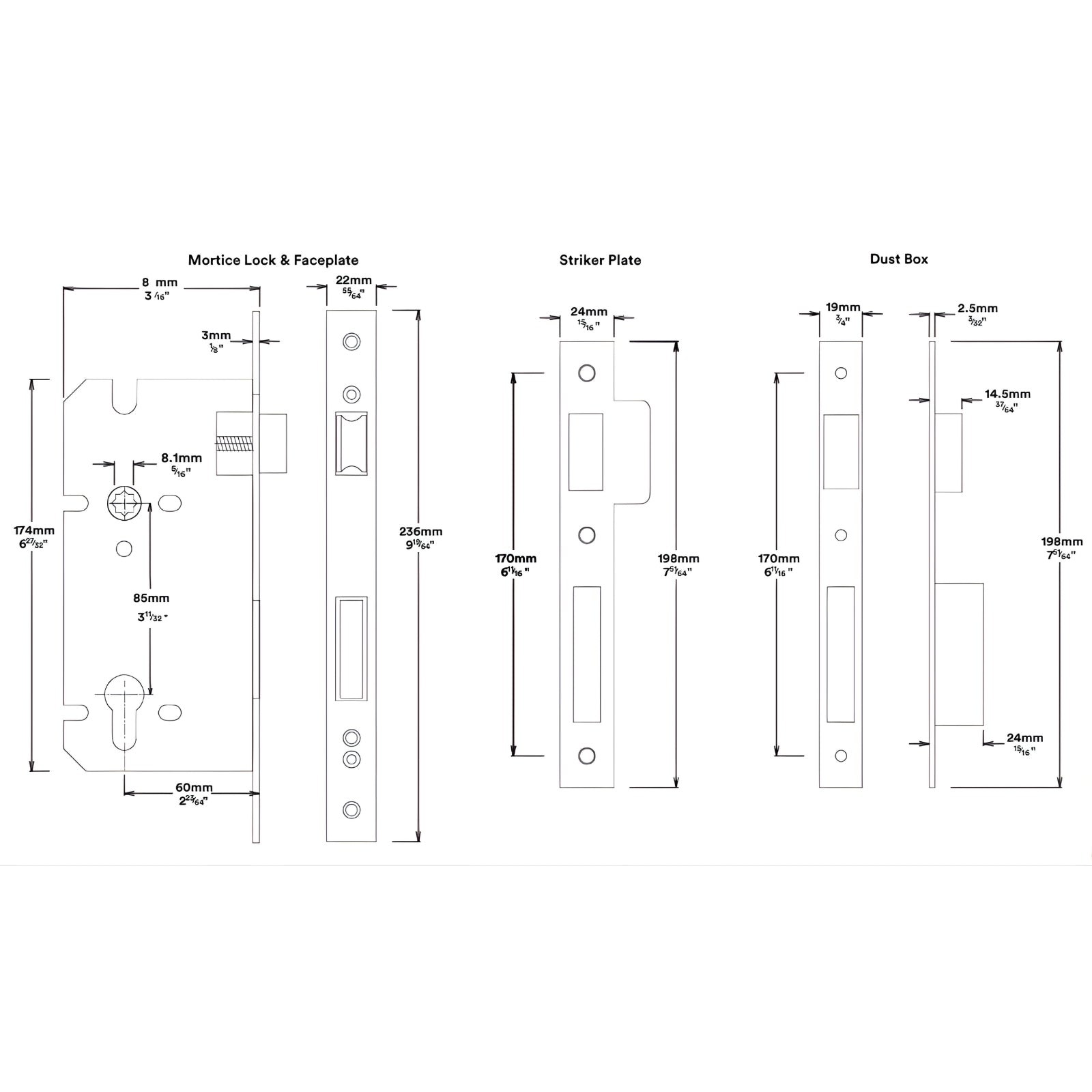 Mortice Lock Iver Brunswick Lever Rectangular Backplate Entrance Kit with High Security Lock Matte Black  12752KENTR60KT - The Blue Space