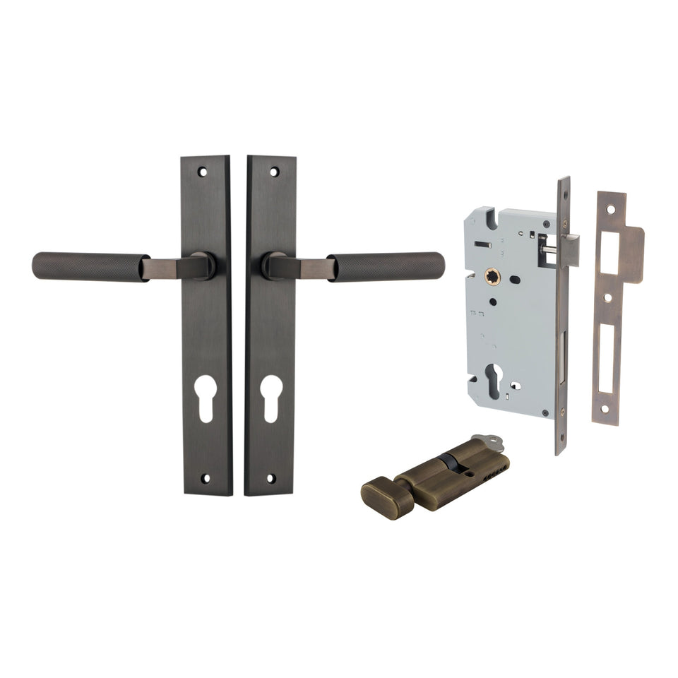Iver Brunswick Lever Rectangular Backplate Entrance Kit with High Security Lock Signature Brass