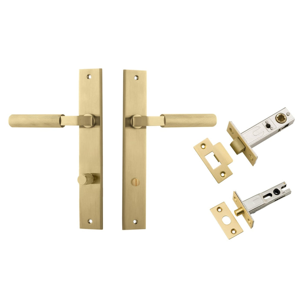 Iver Brunswick Lever Rectangular Backplate Privacy Kit Brushed Gold