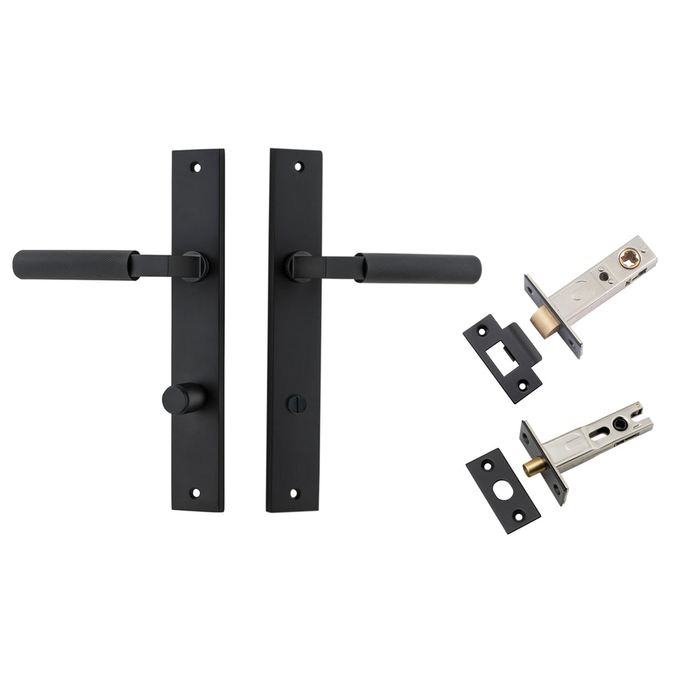 Iver Brunswick Lever Rectangular Backplate Privacy Kit Matte Black