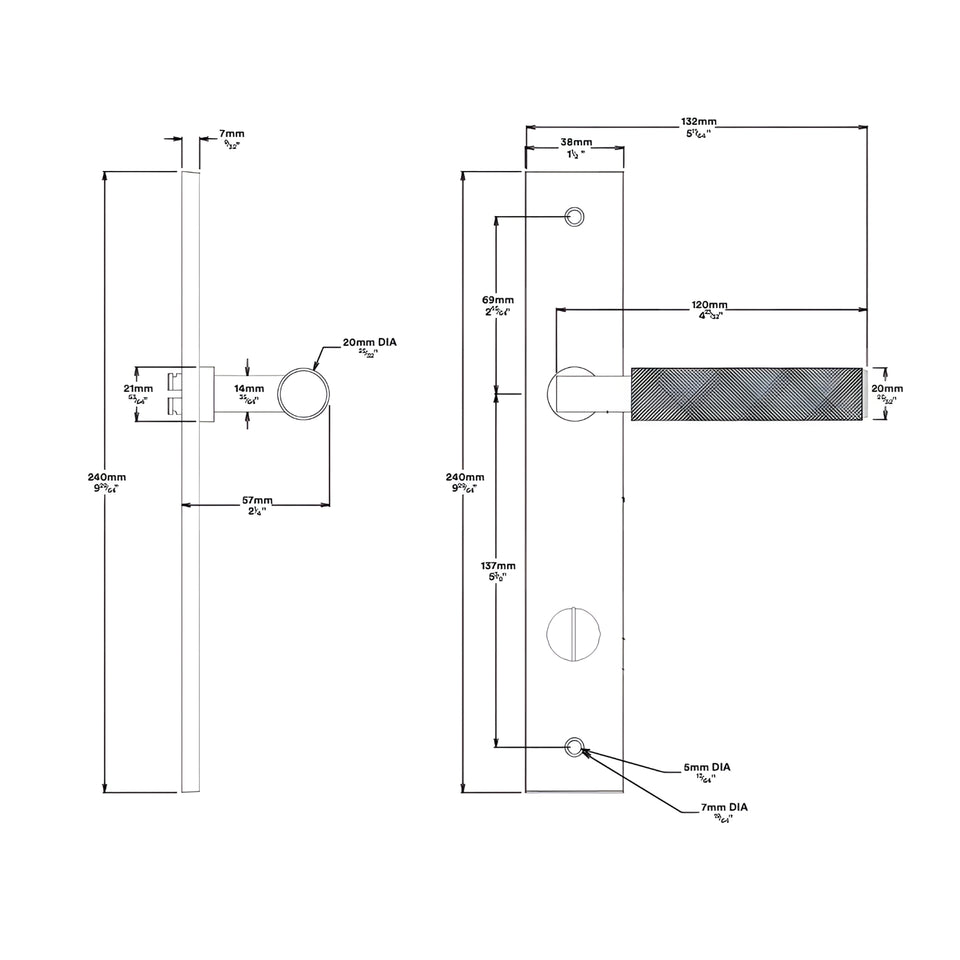 Iver Brunswick Lever Rectangular Backplate Privacy Kit Satin Nickel