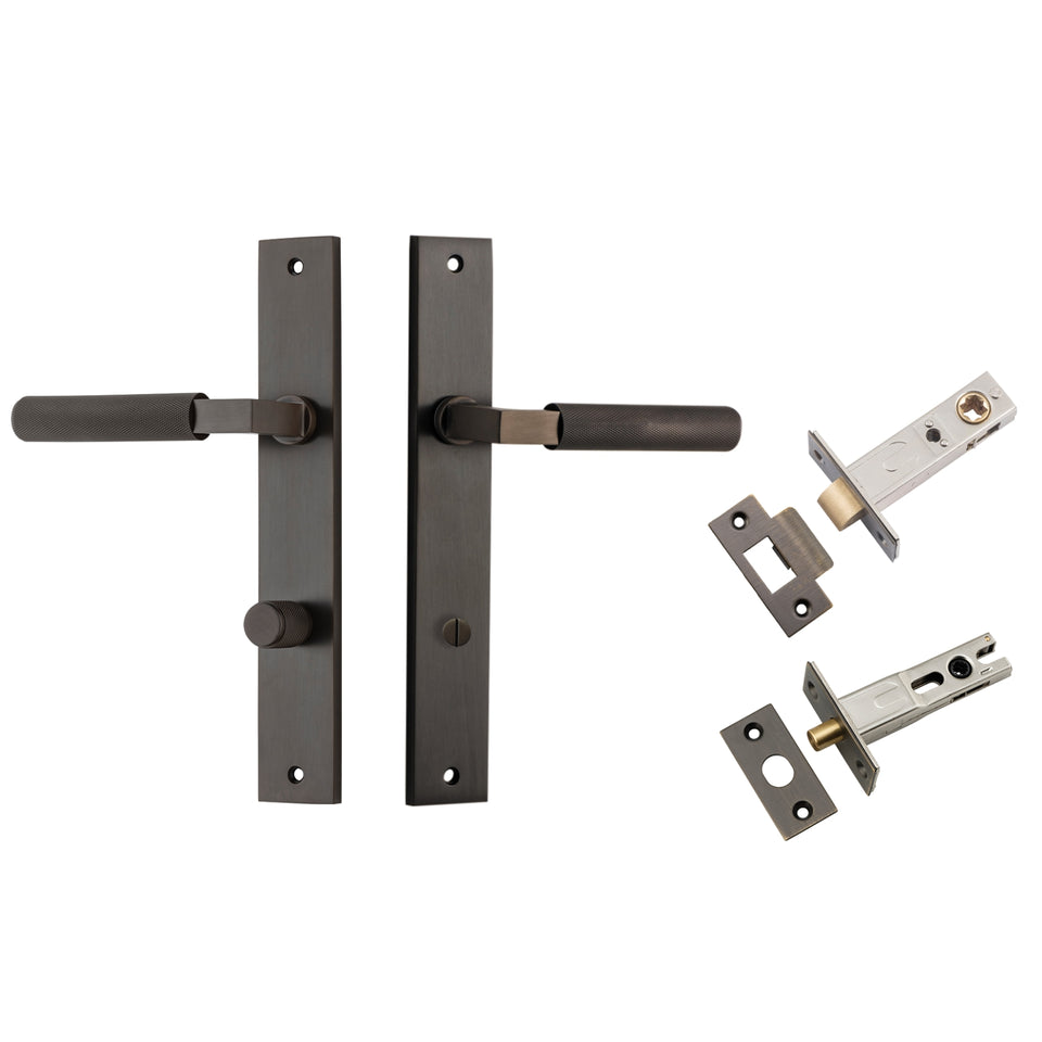 Iver Brunswick Lever Rectangular Backplate Privacy Kit Signature Brass