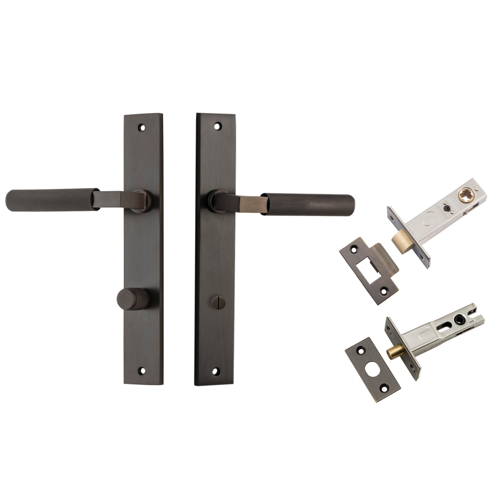 Iver Brunswick Lever Rectangular Backplate Privacy Kit Signature Brass 10752KPRIV60 - The Blue Space