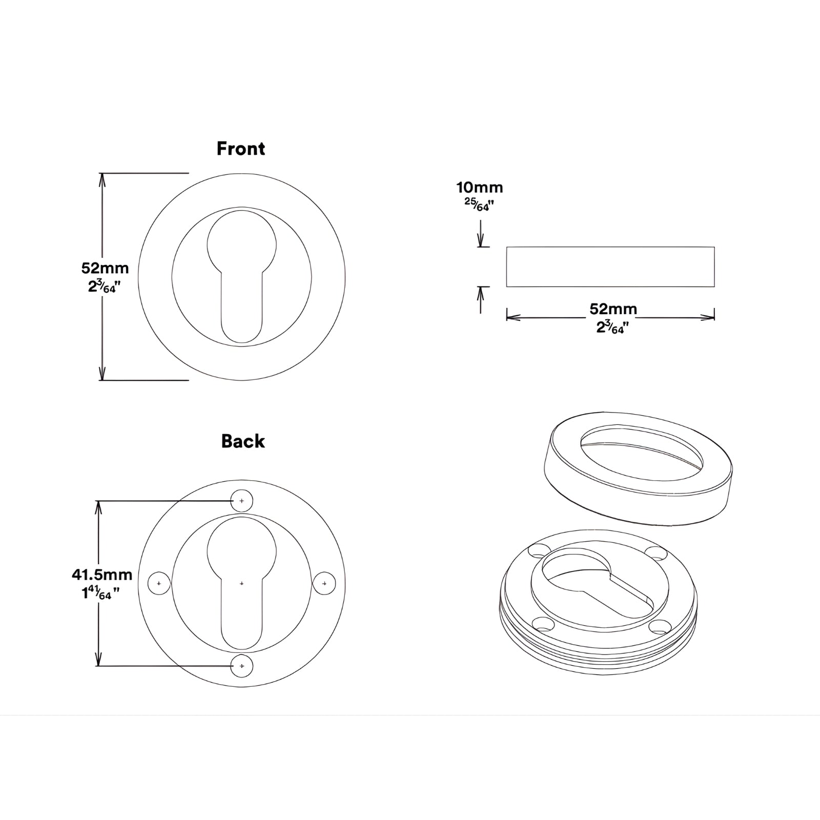 Round Rose Iver Brunswick Lever Round Rose Entrance Kit with High Security Lock Matte Black  0353KENTR60KT - The Blue Space