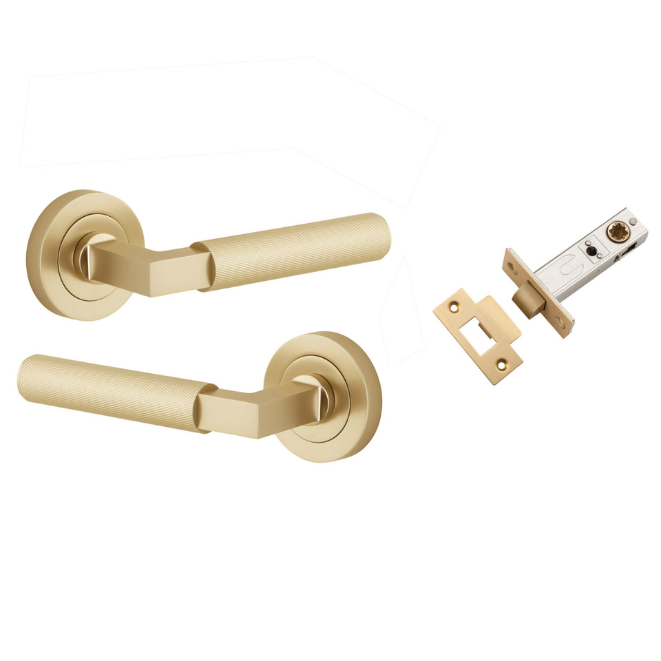 Iver Brunswick Lever Round Rose Passage Kit Brushed Gold