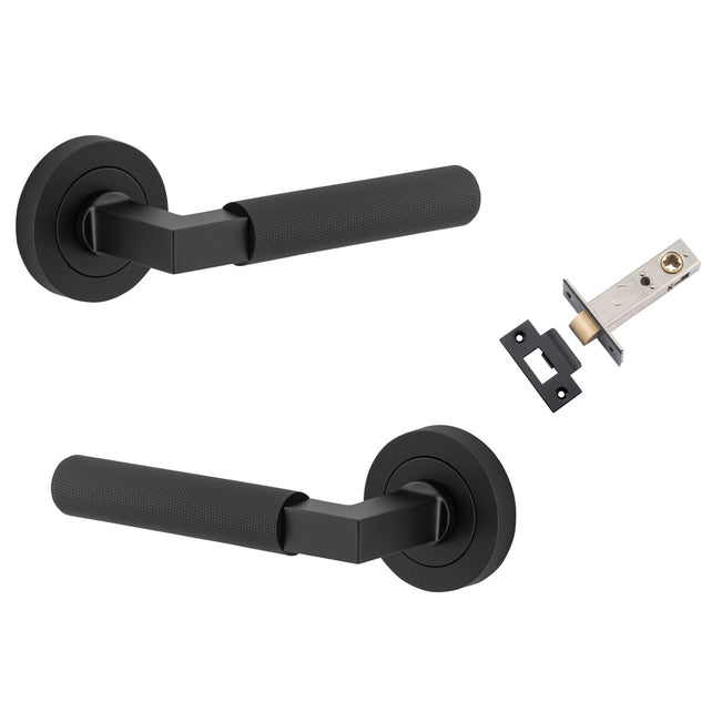 Iver Brunswick Lever Round Rose Passage Kit Matte Black  0353KPASS60 - The Blue Space