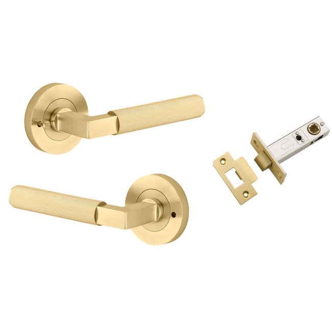 Iver Brunswick Lever Round Rose Privacy Kit Brushed Gold  16261KIBPRIV60 - The Blue Space
