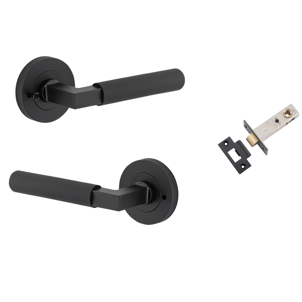 Iver Brunswick Lever Round Rose Privacy Kit Matte Black