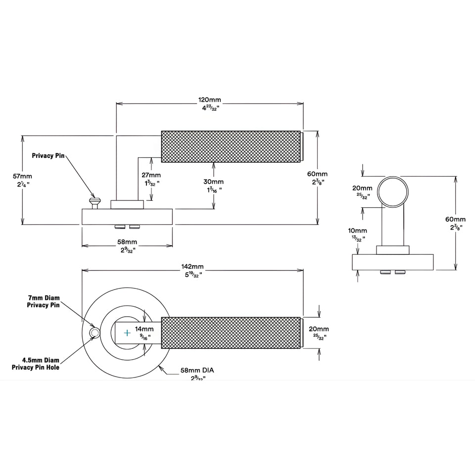 Iver Brunswick Lever Round Rose Privacy Kit Matte Black