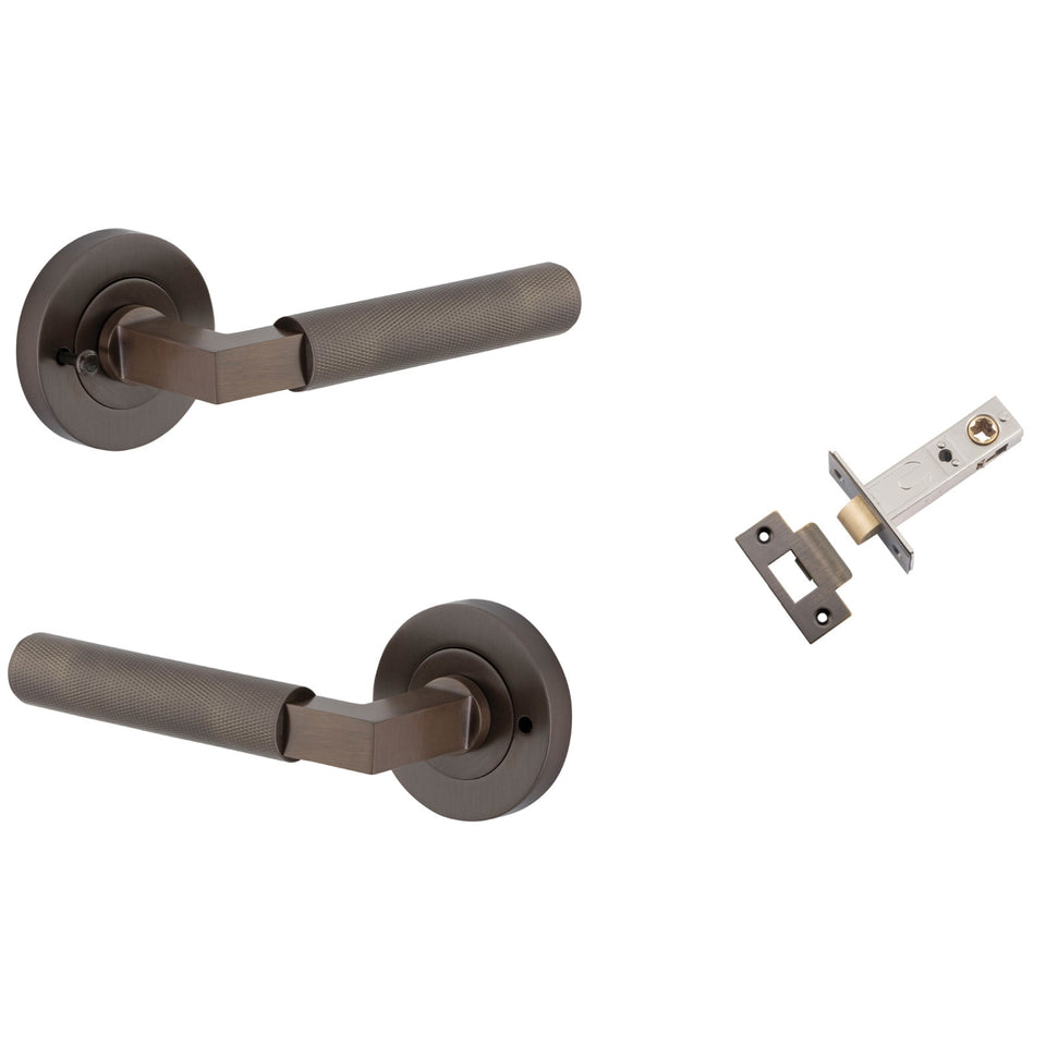 Iver Brunswick Lever Round Rose Privacy Kit Signature Brass