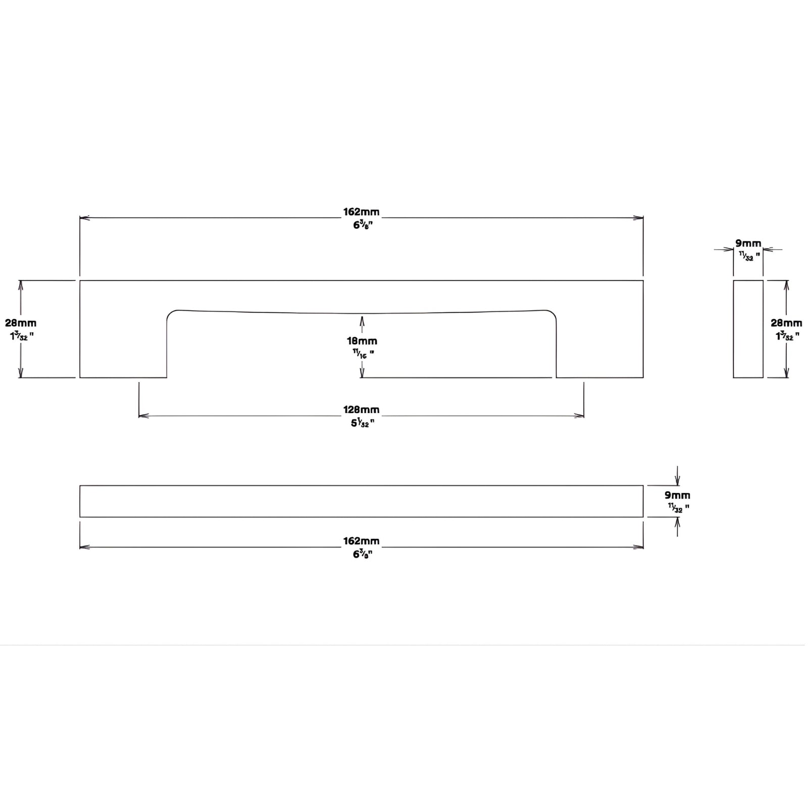 Line Drawing Iver Cali 128mm Cabinet Pull Handle Polished Chrome SDG-0531 - The Blue Space