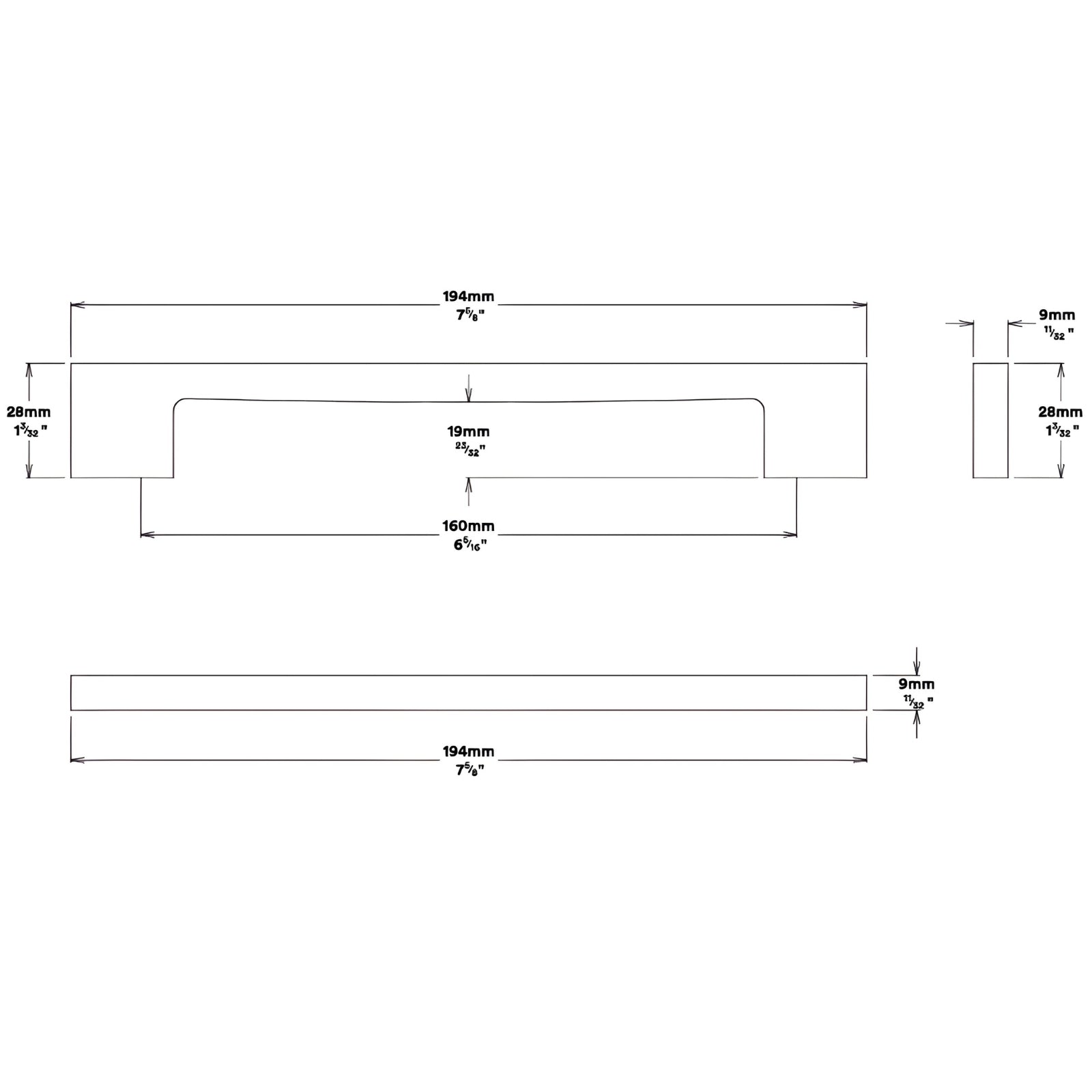 Line Drawing Iver Cali 160mm Cabinet Pull Handle Signature Brass SDG-0520 - The Blue Space