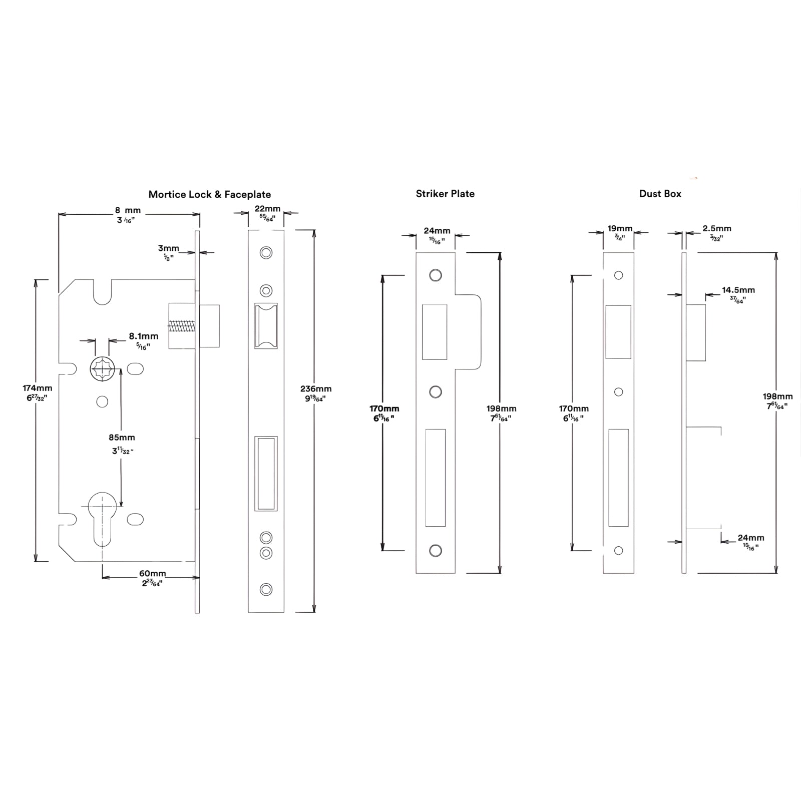 Mortice Lock Iver Cambridge Knob Oval Backplate Entrance Kit with High Security Lock Matte Black  12834KENTR60KT - The Blue Space