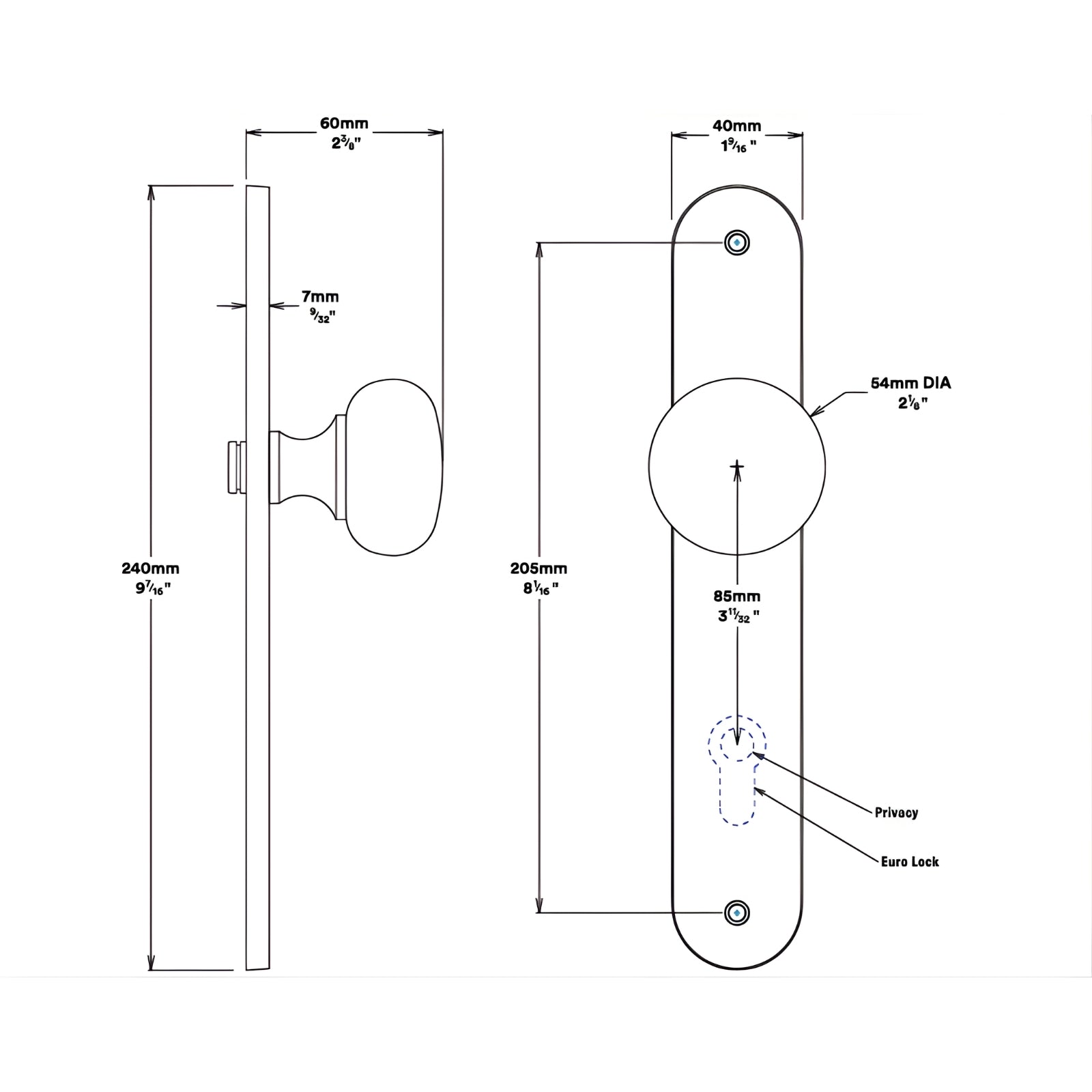 Line Drawing Knob Iver Cambridge Knob Oval Backplate Entrance Kit with High Security Lock Signature Brass 10834KENTR60KT - The Blue Space