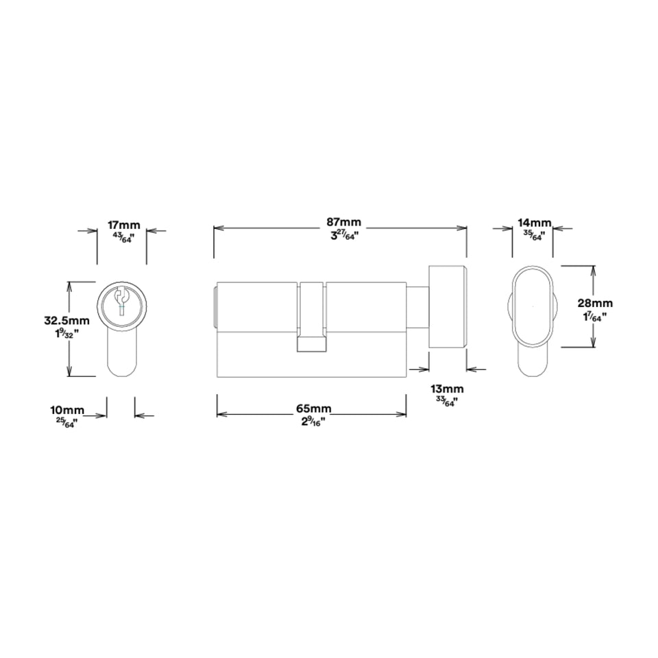 Iver Cambridge Knob Oval Backplate Entrance Kit with High Security Lock Signature Brass